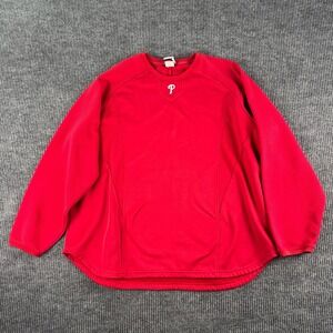 Majestic Philadelphia Phillies Pullover XXL Red Therma Base MLB Authentic Dugout